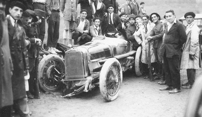 Damaged Sunbeam after the Spanish GP