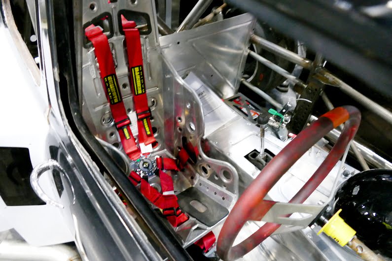 Andrew Willis's Austin A30 customised race car with Rover V8 engine. Interior.