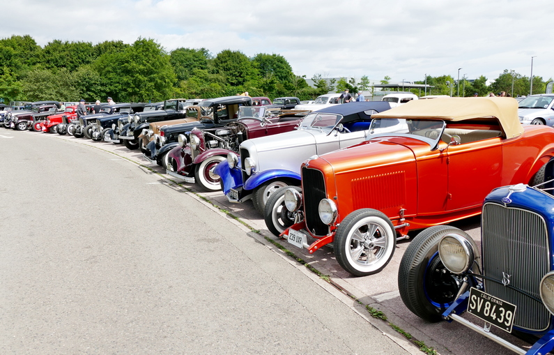 Ford Hot Rods lined up at the Old Ford Rally Gaydon 2024