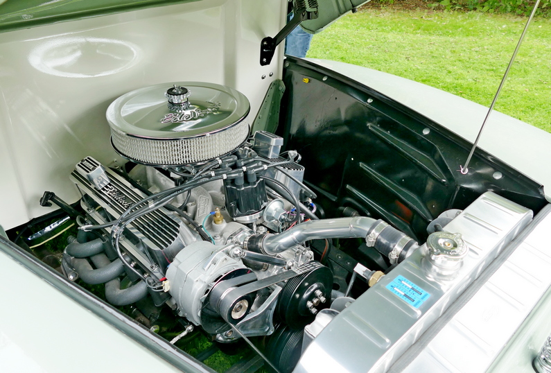 1949 Ford Pickup. Engine bay.