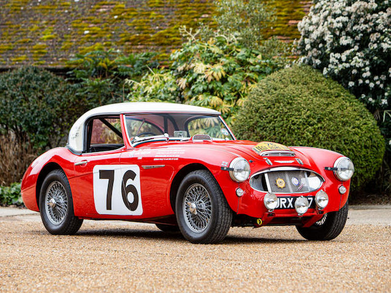 The 1960 Pat Moss/Ann Wisdom Liege/Rome/Liege rally winning Austin Healey 3000 BN7. Photo source Bonhams