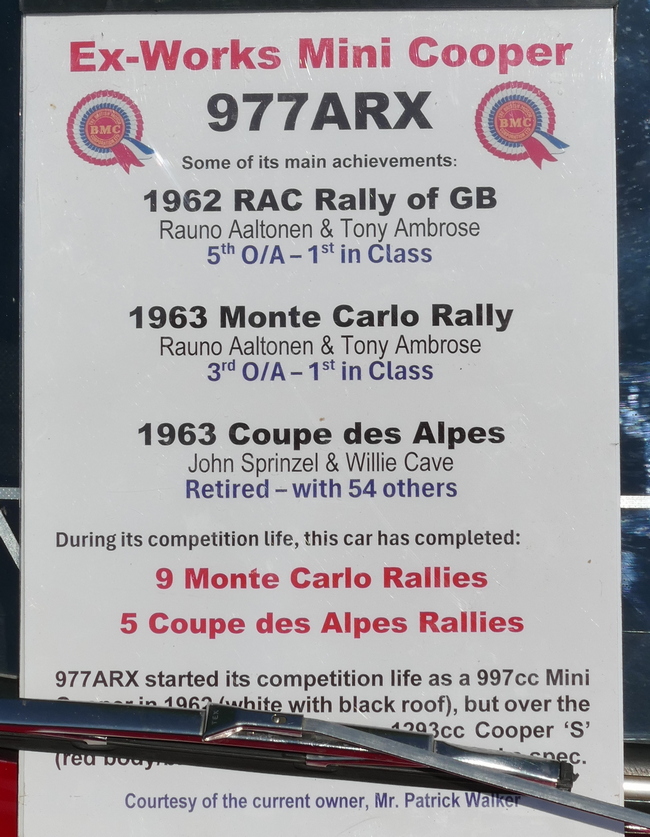 Ex Works Mini Cooper S 977 ARX- information Sheet.