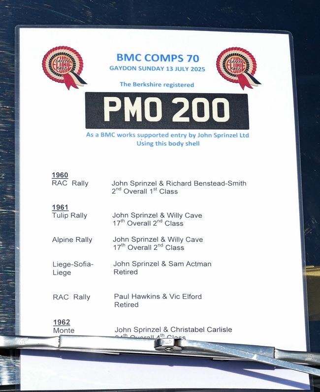 John Sprinzel's Sebring Sprite PMO 200. Information sheet.