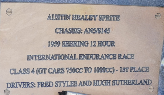 1959 Austin Healey Sebring Sprite. Information Sheet.