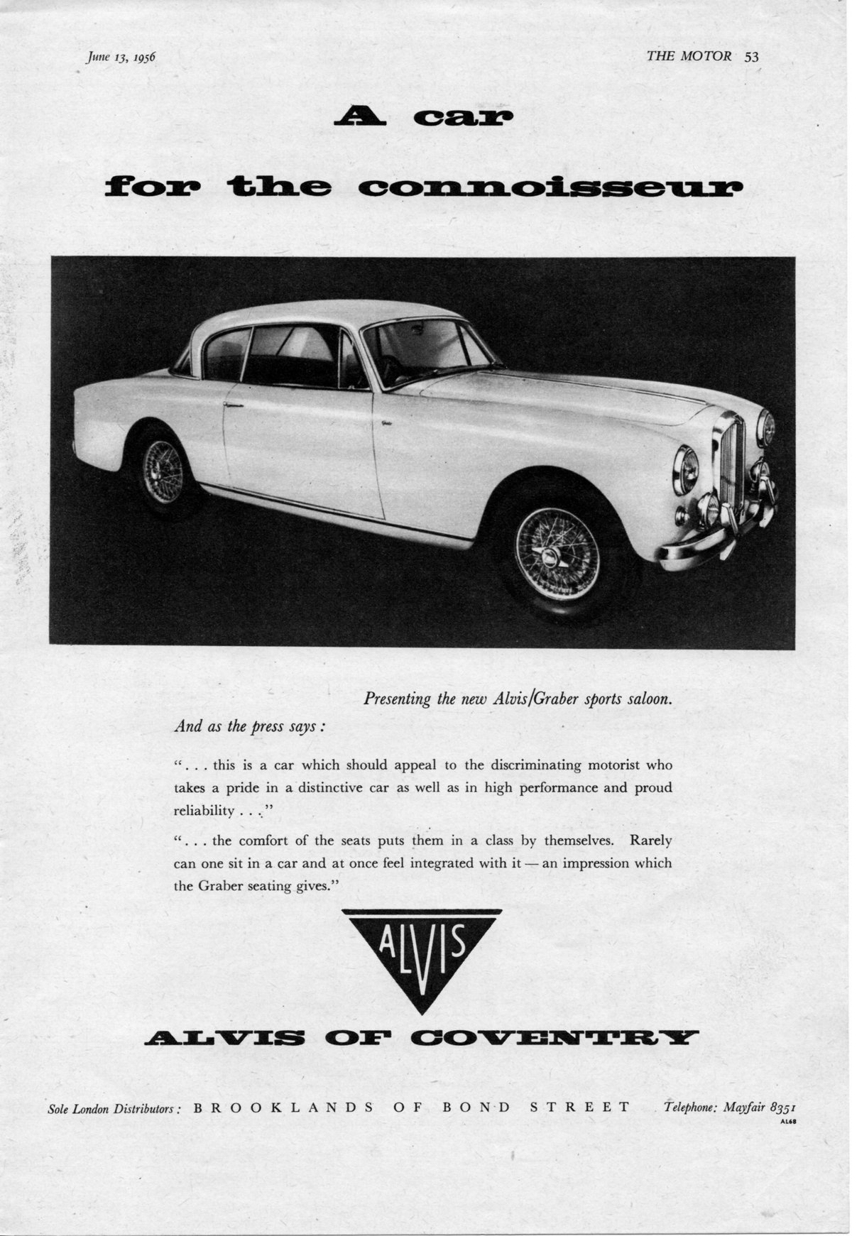 1956 Alvis Advertisement