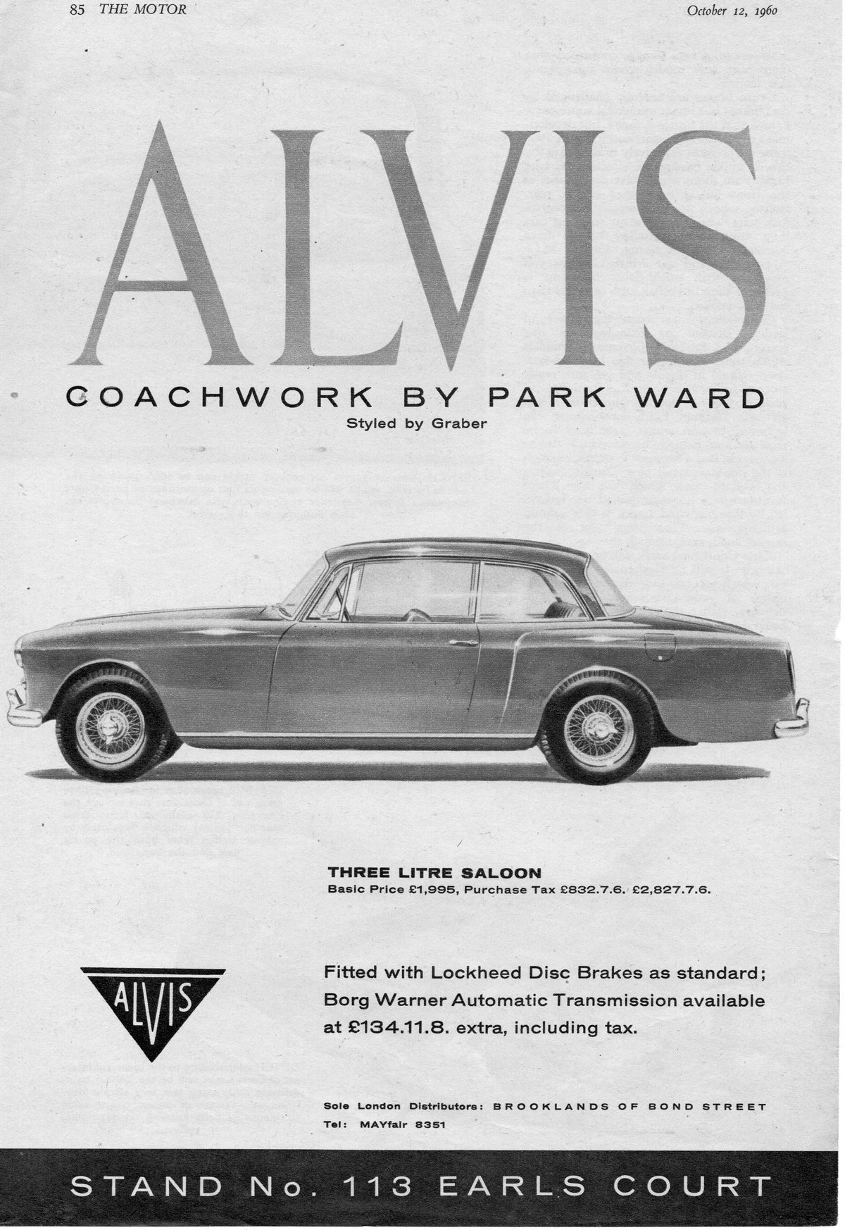 1960 Alvis Park Ward advertisement