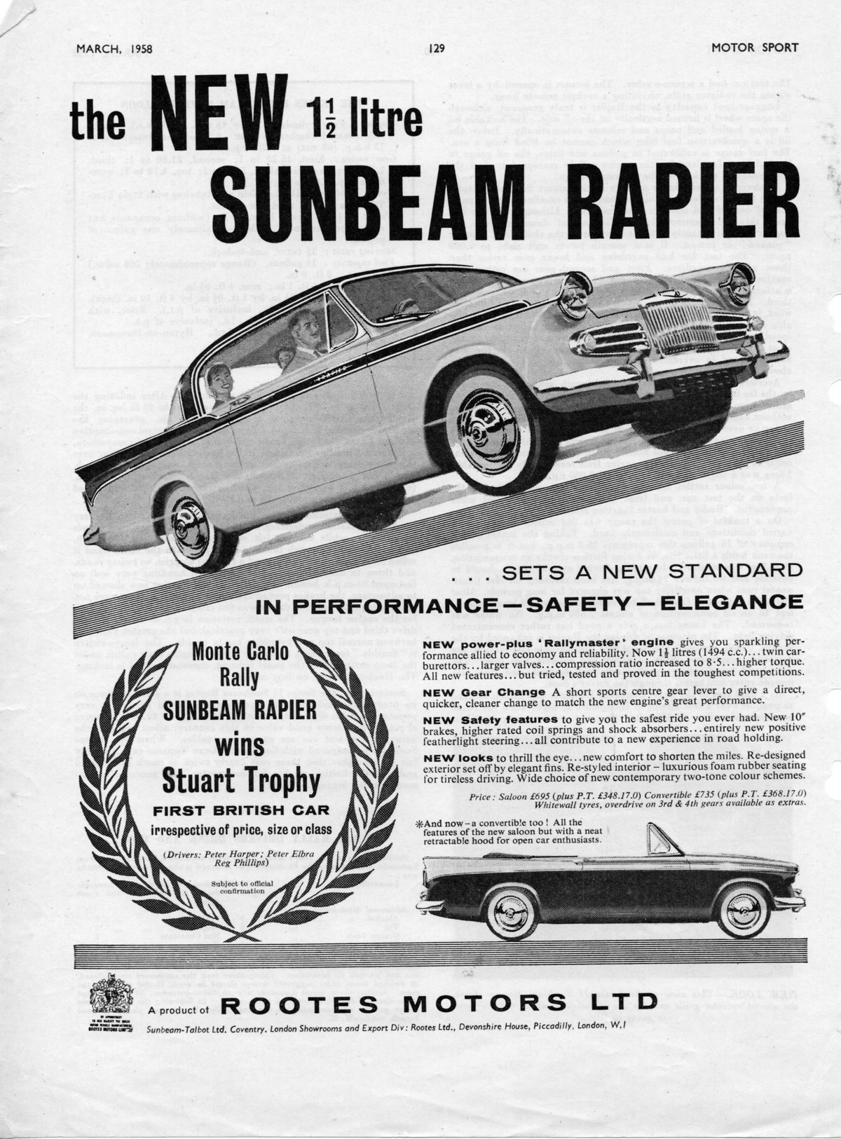 1958 Sunbeam Rapier advertisement